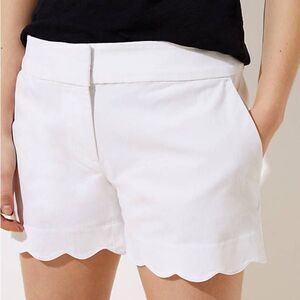 LOFT the riviera High Waist White Scalloped Shorts nwt